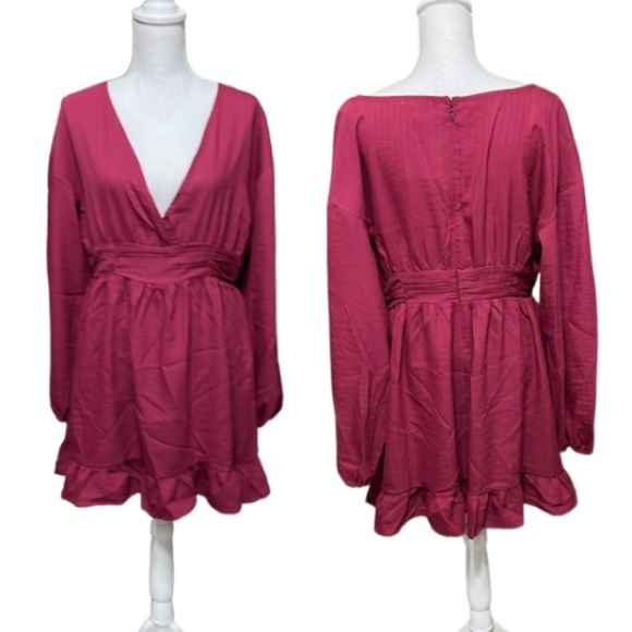 Revolve Tularosa Jordan Dress NWT in Magenta above the knee long sleeve Large - Picture 4 of 15